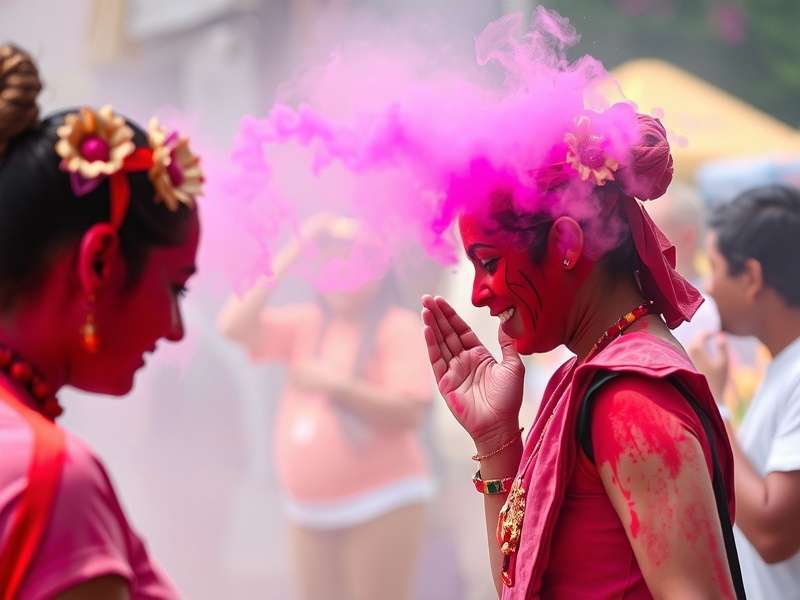 Holi Colors Carnival pichkari battle scene with players using water guns